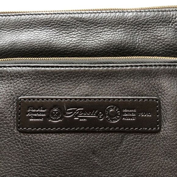 Vintage Fossil 1954 Black Leather Crossbody Organizer Bag 75082 Moto Biker Style - Picture 5 of 15